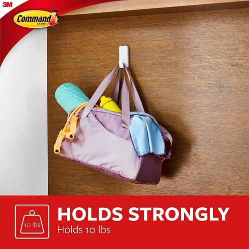 Command 10 lb XL Heavyweight Hook - Damage-Free Adhesive Wall Hooks for Organization & Storage | 2 Hooks & 6 Strips