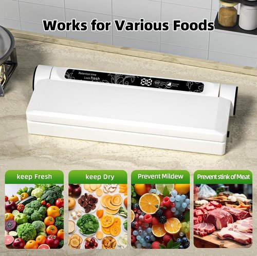 Food Vacuum Sealer Machine - Skiennix Compact 75KPA Sealer with LED Indicator & 20 Bags