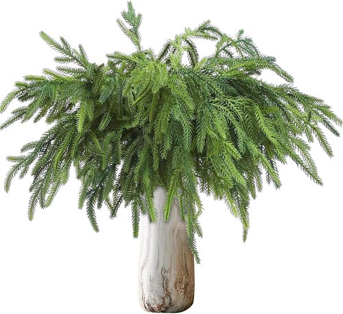 Bdor 18-Inch Artificial Norfolk Pine Branches - 12 Pack Faux Christmas Greenery for Wreaths & Centerpieces