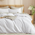 PHF Waffle Weave Duvet Cover Set - Ultra Soft Luxury King Size Bedding | 3-Piece White Set with 2 Pillow Shams (104"x90")
