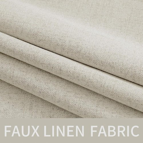 MIULEE Linen Texture Curtains - 100% Blackout Thermal Insulated Draperies | Light Cream, 52x96 Inch (2 Panels)
