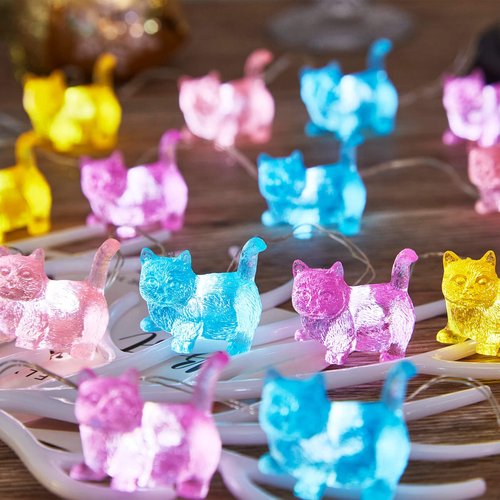 Belniak Cat Decorative Lights Pet Fairy String Lights Cute Gifts Novelty Kitty Lights 30LED 10ft USB Plug in or Battery Operated for Birthday Baby Shower Bedroom Xmas Kids Room Decor