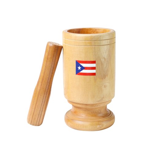 Puerto Rico Tall Size Wood Mortar & Pestle – Authentic Pilon for Boricua Style Cooking | Traditional Puerto Rican Kitchen Tool