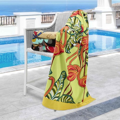Nicole Miller - Beach Towel, Soft & Absorbent Cotton Sheared Velour, Printed Beach Accessories, Dorm Room Essentials (At The Beach, 36" x 68")