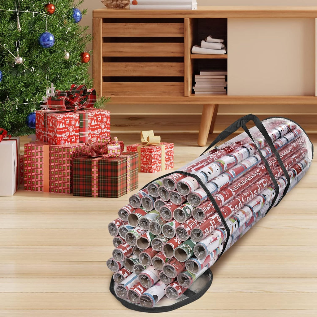 Primode Wrapping Paper Storage Bag - Heavy Duty Organizer for 24 Rolls | Fits 40-Inch Long Rolls (Black)