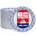 JOLLY CHEF 7 inch Disposable Paper Plates 150 Count, Soak Proof, Cut Proof, Heavy Duty Paper Plates for Everyday Use