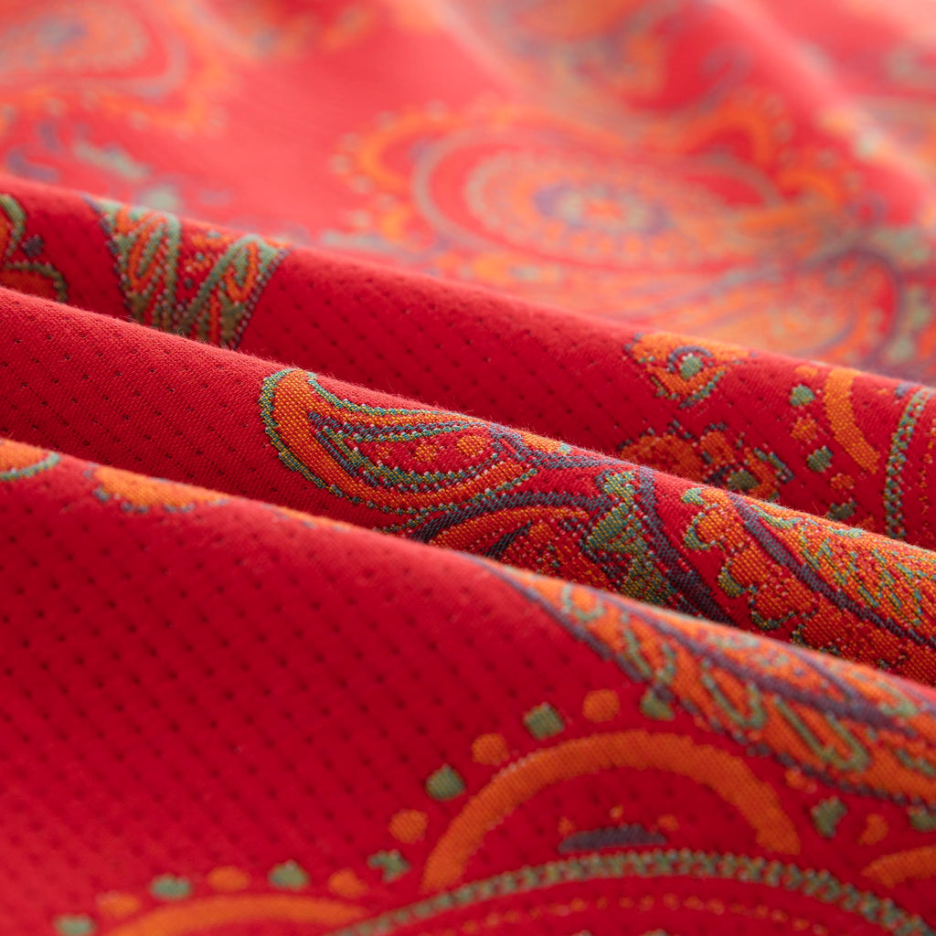 Purefair 100% Cotton Muslin Blanket Jacquard Red Paisley Quilt, Super Soft 3 Layers Gauzy Breathable Reversible Lightweight Bed Cover Bedspread Coverlet for All Seasons, Twin(59"x94"), No Pillow Sham