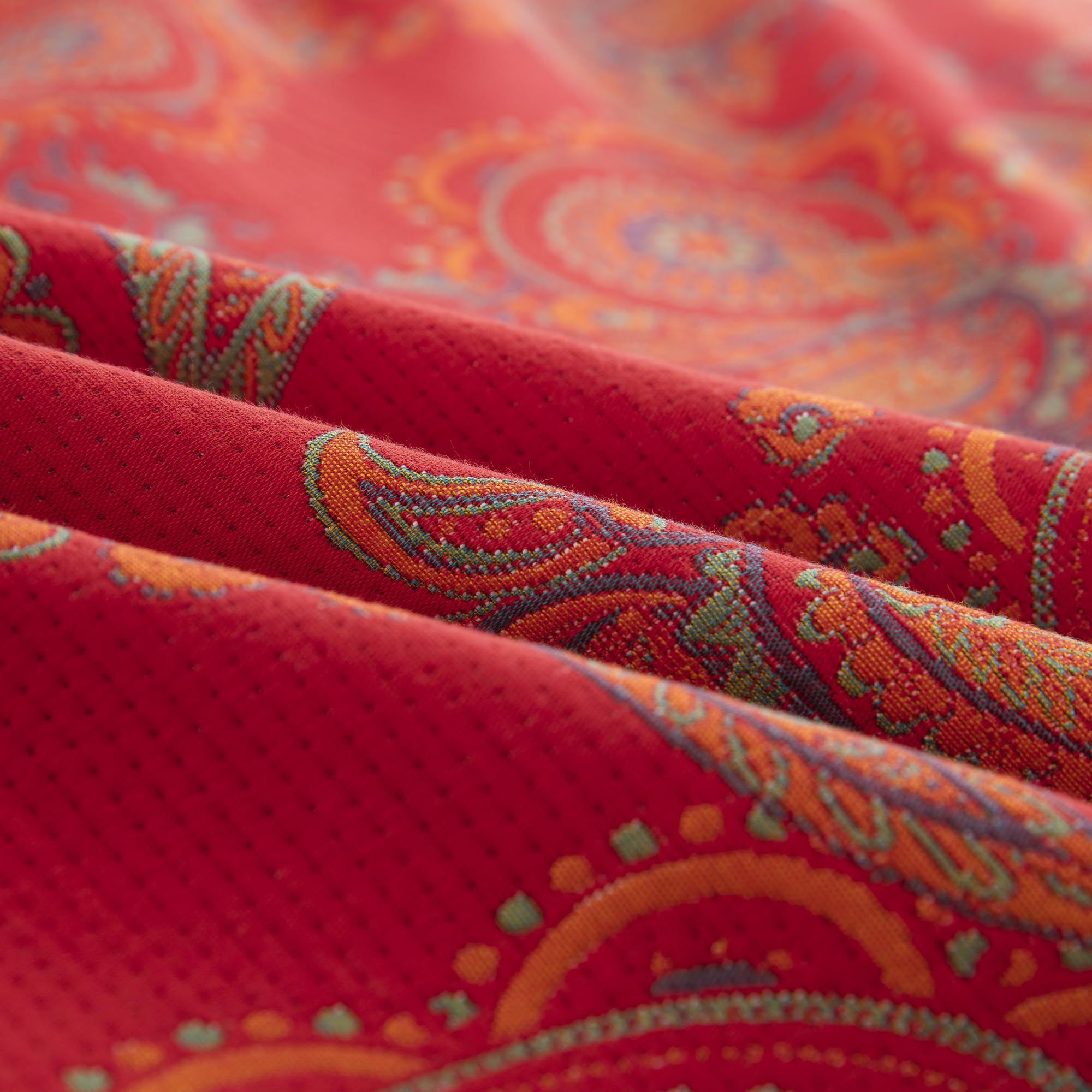 Purefair 100% Cotton Muslin Blanket Jacquard Red Paisley Quilt, Super Soft 3 Layers Gauzy Breathable Reversible Lightweight Bed Cover Bedspread Coverlet for All Seasons, Twin(59"x94"), No Pillow Sham