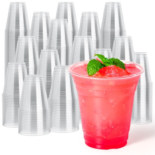 JOLLY CHEF 12 oz Clear Plastic Cups, 1000 Pack Disposable Clear Drinking Cups, Cold Party Drinking Cups for Ice Coffee, Picnics, Ceremonies, BBQ, Wedding, Birthday, Party, Christmas