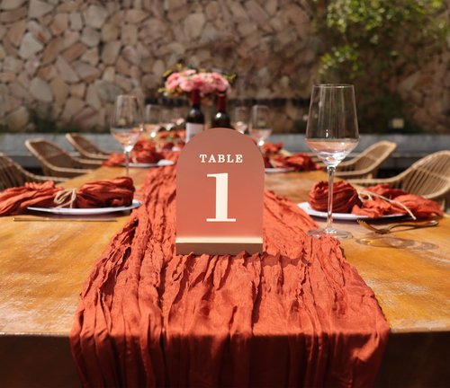 ORGANTEAM Wedding Table Numbers 1-30, Acrylic Arch Signs with Natural Wood Stands Holders, Rustic Table Decor for Reception & Parties (Frosted White)