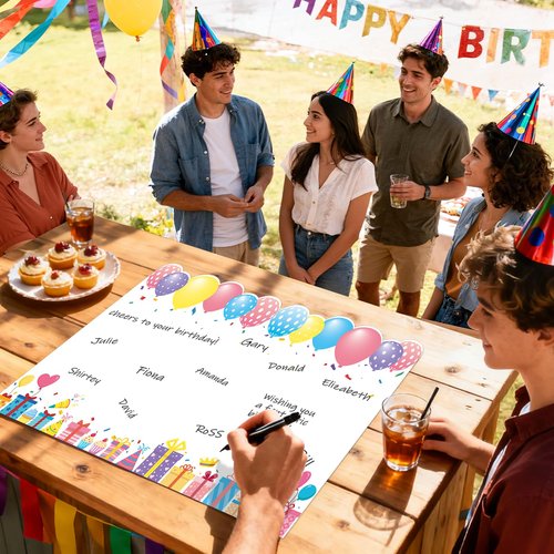 WNINK Jumbo Birthday Card Giant Guest Book, Extra Large Birthday Greeting Card with Envelope for Girls Boys Men Women Birthday Party Supplies 22 x 14 Inch