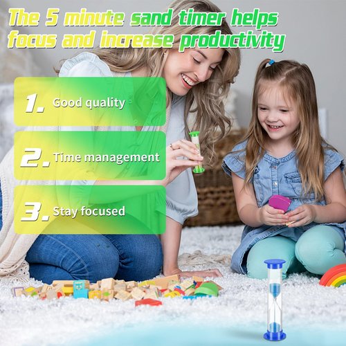 12 Pcs 5 Minute Sand Timer Plastic Colored Hourglass Timer Mini Sand Timer Classroom Sand Timers for Teacher Students School Classroom Home Office Supplies(12, Colors)