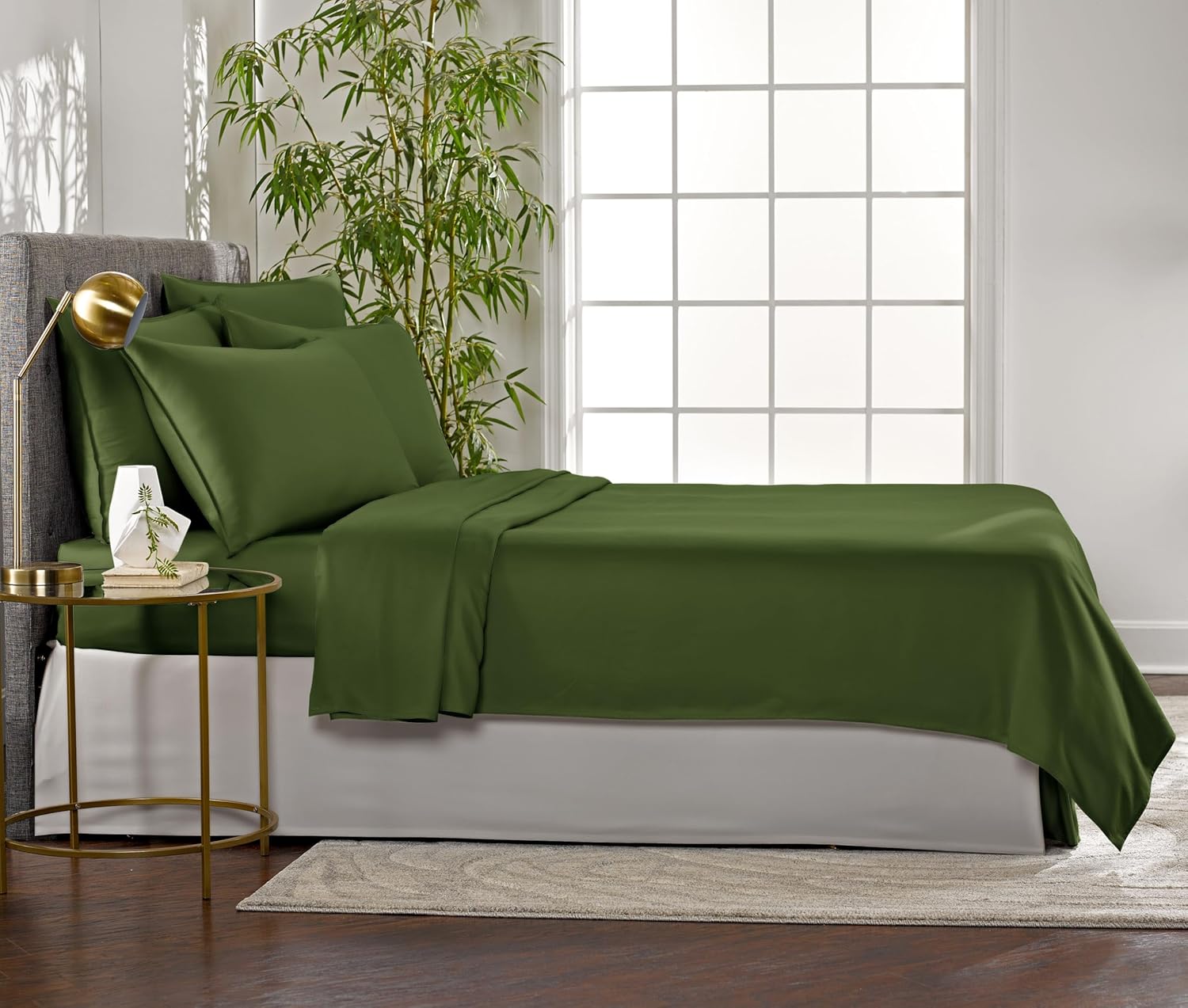 Pure Bamboo Full Sheets - 100% Organic Viscose Bed Sheet Set | Luxuriously Soft & Cooling (Full, Pesto)