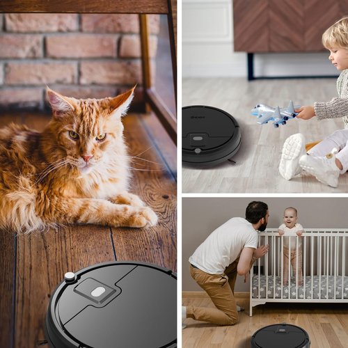 Robot Vacuum Cleaner,2900Pa Powerful Suction Robot Vacuums with Self-Charging,150Mins,Tangle-Free Robotic Vacuums Cleaner, Low Noise, Ideal for Hard Floor, Low-Pile Carpets & Pet Hair