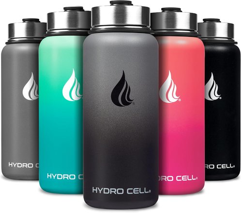 HYDRO CELL Stainless Steel Insulated Water Bottle - Versatile 32oz Flask for Hot & Cold Drinks | Leakproof Design in Graphite/Black
