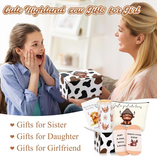 JSENGIFT Highland Cow Gifts for Women, Highland Cow Decor, Cute Birthday Christmas Gift for Cows Lovers