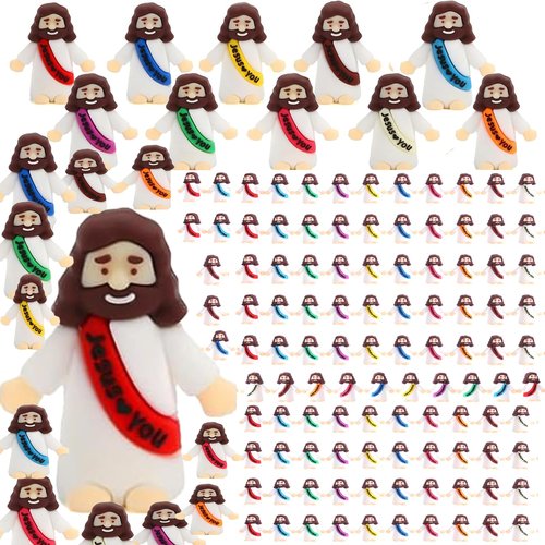 Hearkenlist 100Pcs Little Jesus Figures Jesus Love You Mini PVC to Hide and Seek Christmas Religious Party Favors Sunday School Baptism Gifts