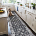 Hallway Washable Runner Rug - Vintage Non-Slip 3x10 Soft Floor Mat for Kitchen, Entryway & Living Room | Black
