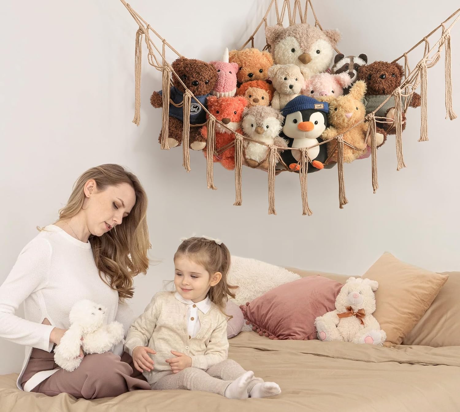 Skiennix Stuffed Animal Storage Hammock - Large Plush Toy Organizer for Kids' Room Decor | Nursery Essentials