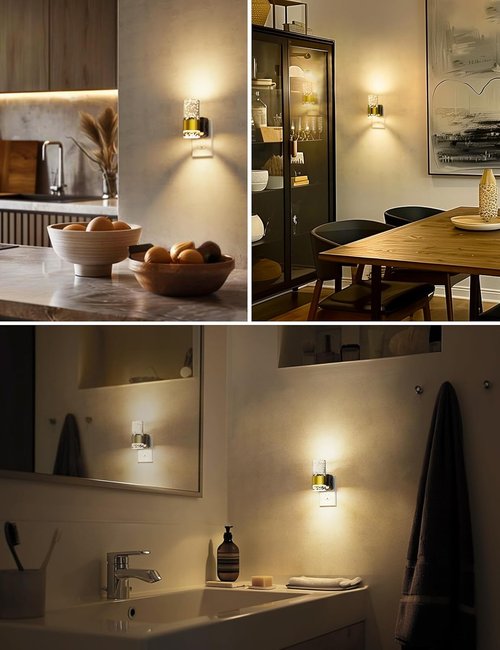 L LOHAS LED Night Light - Adjustable Brightness with Auto Light Sensor | Soft Wall Sconce for Bathroom & Hallway