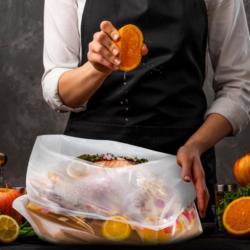 Brining Bag for Turkey Under 18lbs, 2 Pack, 21.6''x19.6'', Double Zip-lock Seal Turkey Brine Bags, Thickened Brine Bag with 2 Cotton Strings Hold up 30lbs