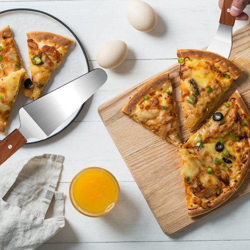 2 Pieces Wood Handle Pie Server Set Cake Cutter Pizza Tart Dessert Slicer for Cutting and Serving Desserts Brownies Lasagna