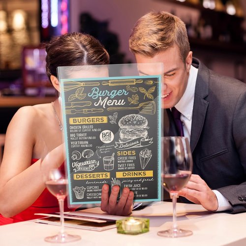 50 Pcs 8.5" x 14" Menu Cover Double-Sided Clear Vinyl Menu Holder Rigid Print Protectors Heavy Duty Paper Sleeves Hard Plastic Poster Protector Sleeve for Page Sheet (8.5" x 14")