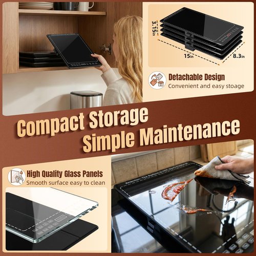 Electric Warming Tray, 33”x15” 4-in-1 Modular Buffet Warmer with 10 Temp Settings & Timer, Large Chafing Dish for Parties & Catering