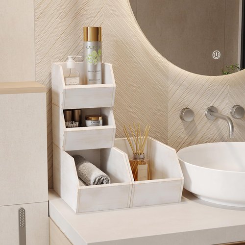 Trironsun 2 Set Bamboo Pantry Storage Bins Wood Stackable Baskets Potato and Onion Storage Bins Fruits Vegetable Bread Organization for Kitchen Counter