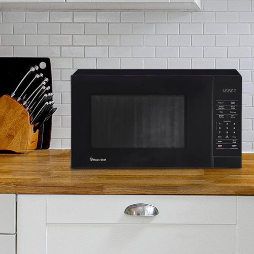Magic Chef Microwave Oven - 1000 Watts Compact Countertop Appliance | 1.1 Cu. Ft., Black, Digital with One-Touch Cooking & Child Lock