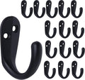 IBosins Coat Hooks - 15PCS Wall Mounted Single Prong Robe Hooks with 30 Screws - Black for Towels, Bags & Hats