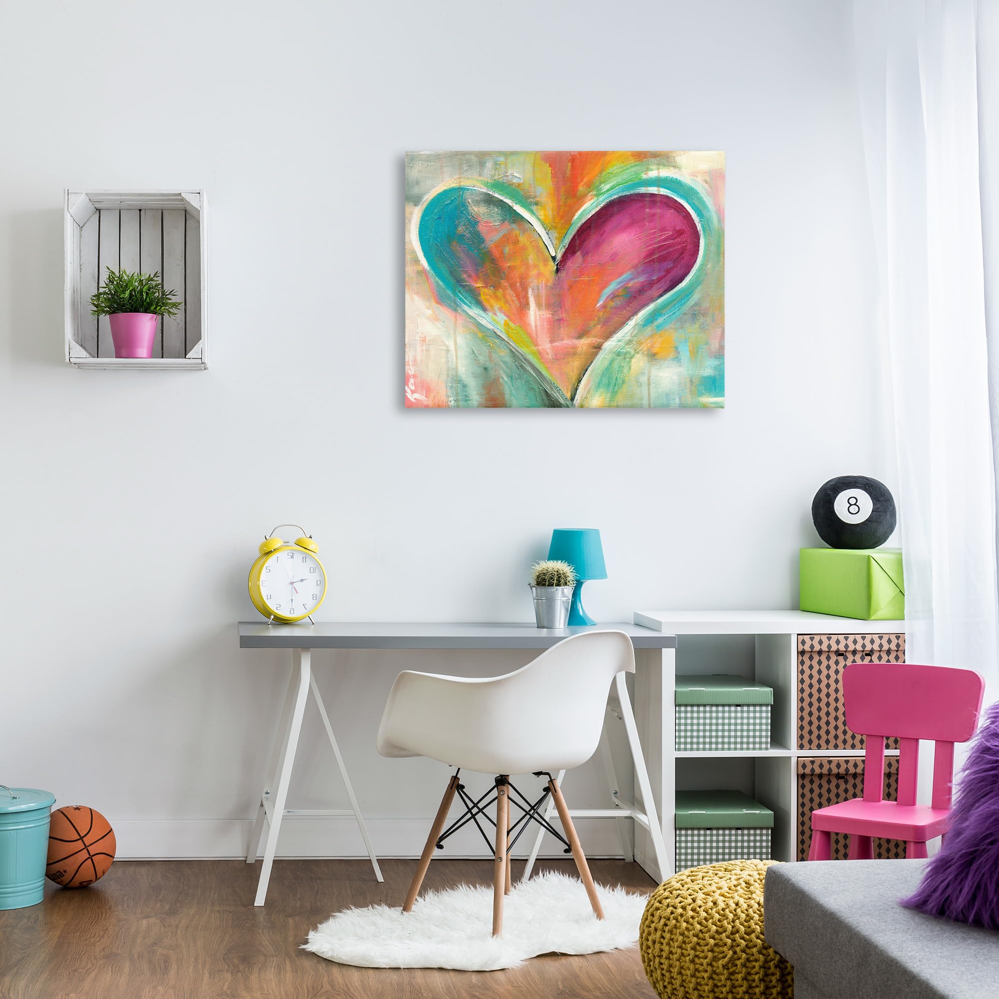 Stupell Industries Abstract Textural Heart Painting, Designed By Kami Lerner, 40 x 30, Canvas Wall Art