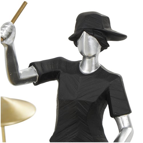 Deco 79 Polystone Musician Decorative Sculpture Rock Band Home Decor Statues with Gold and Silver Accents, Set of 4 Accent Figurines 8", 8", 9", 10"H, Black