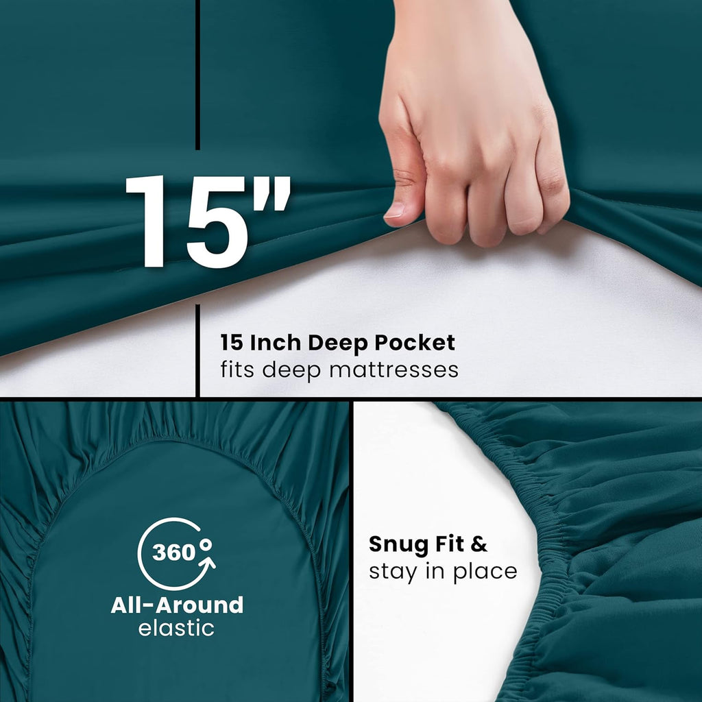 Utopia Bedding King Fitted Sheet - Deep Pocket Soft Microfiber - Fade Resistant & Easy Care | Teal