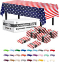 Party Solids Tablecloth - Patriotic Rectangular Plastic, 54x108 Inch, 24 Pack
