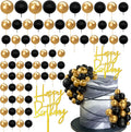 Regine Switzerland 75 PCS Black and Gold Cake Decoration Set - Perfect for Birthdays & Weddings
