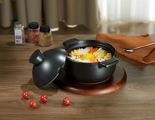 Kook Korean Dolsot Bowl - 68 oz Donabe Style Cookware for Bibimbap, Soups & Stews | Oven & Dishwasher Safe, Black