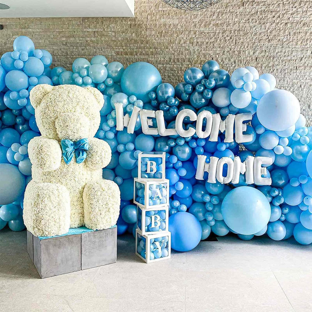 PartyWoo 100pcs Blue & White Balloons - 12 Inch Pearl Light Matte for Graduation & Baby Showers