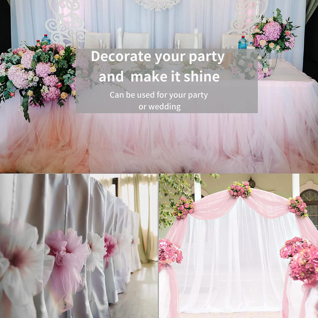 Skiennix Tulle Fabric Rolls - 54" x 20 Yards for Wedding & Baby Shower Decorations - Pink