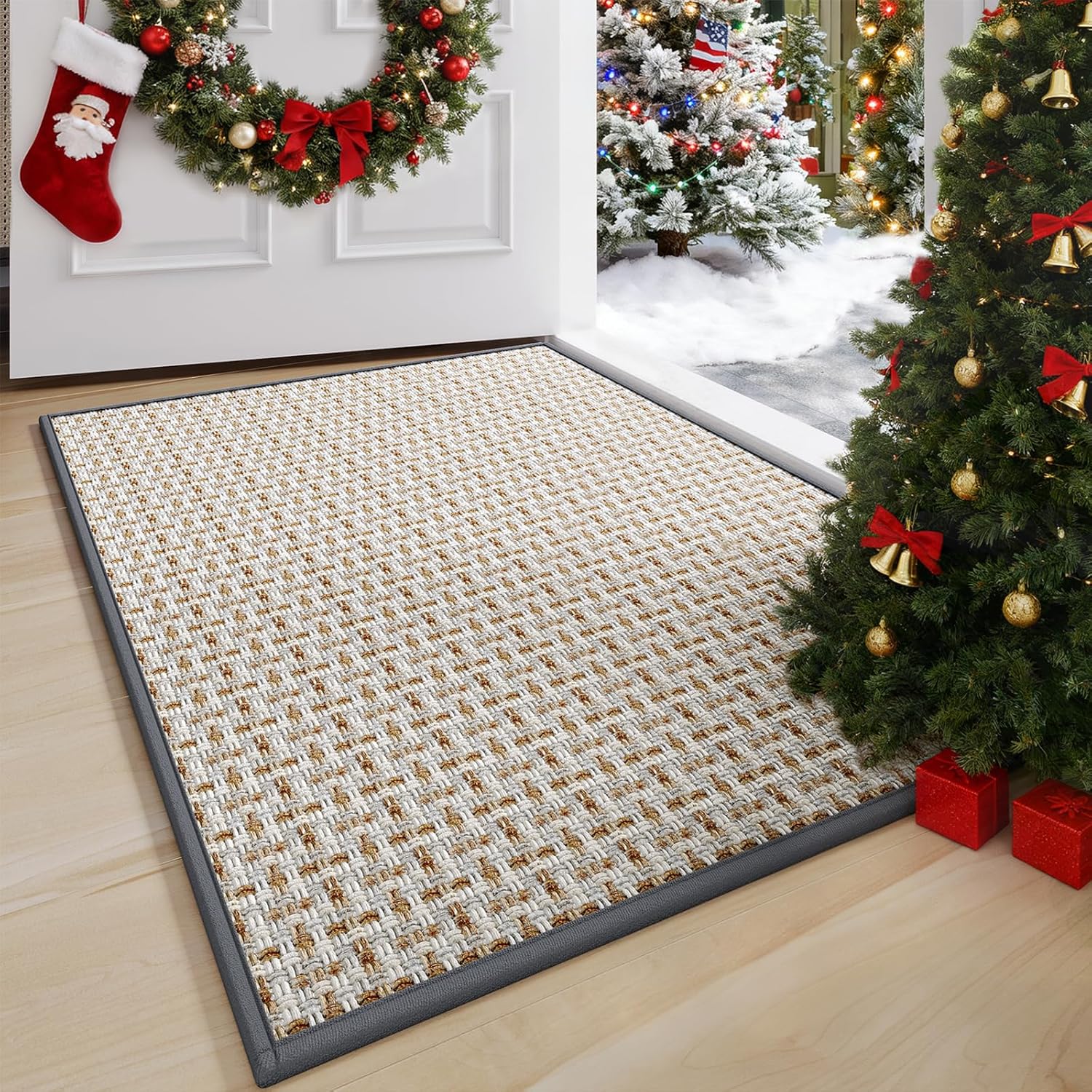Skiennix Door Mat - Indoor Entrance Mat with Dirt Resistance & Non-Slip Rubber Backing | 17"x30", Gray