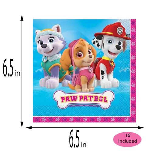 Pink Paw Patrol Party Supplies for Girls – Skye & Everest Birthday Party Pack for 16 Guests – 9" Plates, Luncheon Napkins, Cups, Table Cover & Birthday Candles – Official Kids Party Decorations