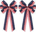 Meseey Extra Large Patriotic Bows - Waterproof American Flag Wreath Decor | 4th of July Red, White & Blue