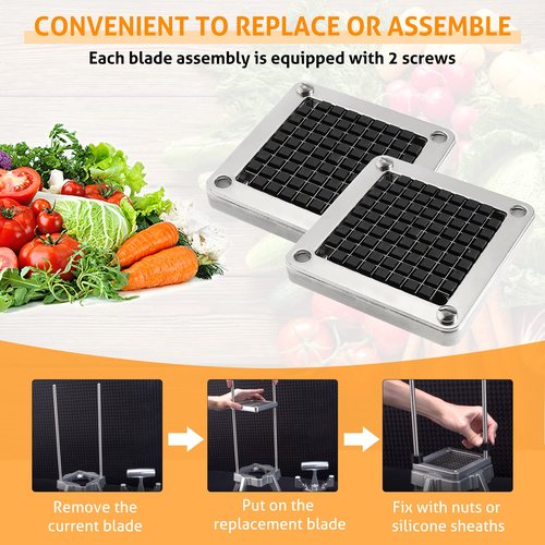 WICHEMI Replacement Blades 3/8" - Commercial Vegetable Chopper & Dicer, Stainless Steel, Onion & Tomato Cutter (2 Pack)