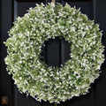 Skiennix 26" Artificial Boxwood Wreath - Large Faux Aglaia Odorata for Year-Round Outdoor Decor | White-Green