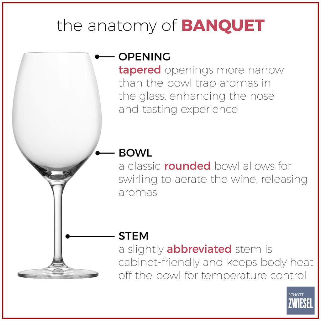 Schott Zwiesel Tritan Crystal Glass Banquet Stemware Collection Bordeaux Wine Glass, 20.3 Ounce, Set of 6