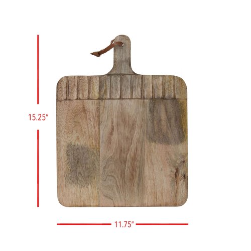 Foreside Home & Garden Wide Cutting Board Rectangle Hand Carved Wood Serving