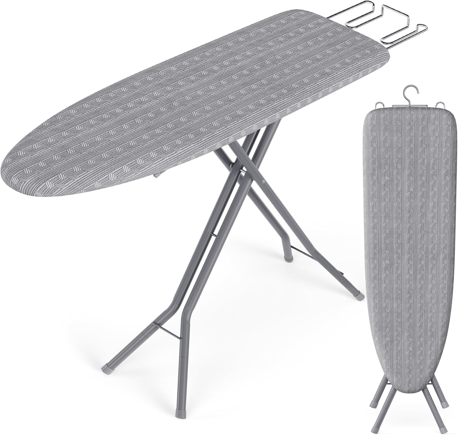 SONGMICS Ironing Board - Foldable & Height Adjustable Up to 35 Inches | 4-Layer Cover & Iron Rest, Dove Gray