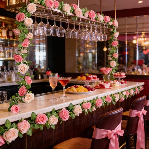 GREENTIME 2Pack Artificial Rose Flower Garland 6.5 FT Fake Rose Vine for Wedding Arch Table Centerpiece Arrangement Wall Party Decoration Stairs Fireplace Decor Mirror Decor