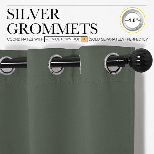 NICETOWN Blackout Curtain Panels - Dark Mallard Thermal Insulated Drapes | 29 x 40 Inches, 1 Pair for Small Windows