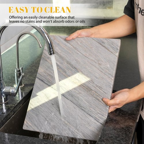 Koville Stone Cutting Board for Kitchen, 20x16 Inches Large Marble Slab Cheese Board, Rectangular Serving Board for Baking Charcuterie Pastry, Natural Stone Board for Countertop (Paradiso)
